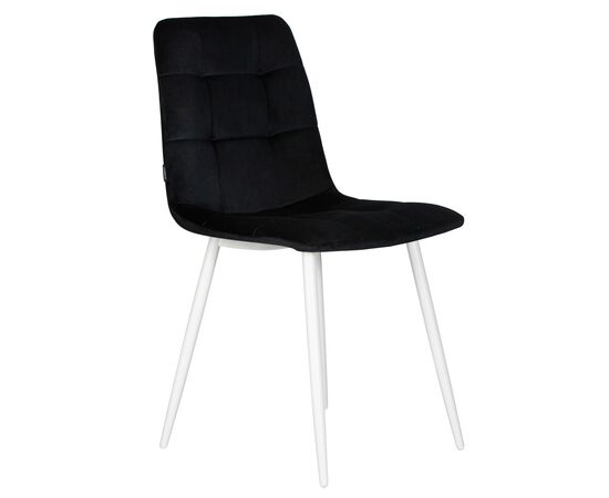 Стул обеденный DOBRIN CHILLY, Черный Holland 75, основание белое, изображение 3 | Интернет магазин мебели и декора LifeDekor