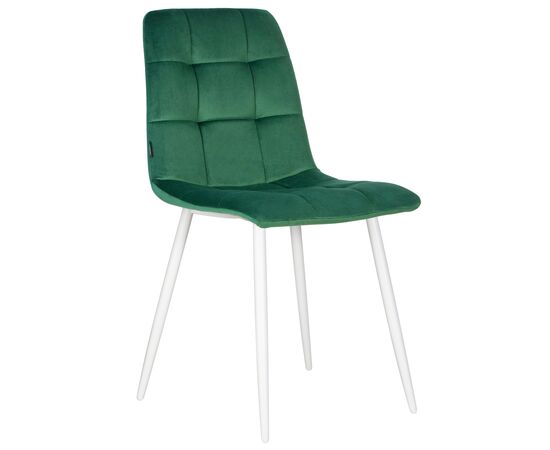 Стул обеденный DOBRIN CHILLY, Темно-зеленый Holland 30, основание белое | Интернет магазин мебели и декора LifeDekor