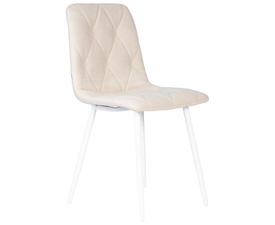 Стул обеденный DOBRIN CHILLY ROMBO, Бежевый Simple 44, основание белое, Вариант: Бежевый Simple 44, основание белое, изображение 2 | Интернет магазин мебели и декора LifeDekor