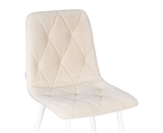 Стул обеденный DOBRIN CHILLY ROMBO, Бежевый Simple 44, основание белое, Вариант: Бежевый Simple 44, основание белое, изображение 7 | Интернет магазин мебели и декора LifeDekor