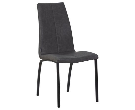 Стул обеденный DOBRIN MARK, черные ножки, серая антрацитовая винтажная экокожа (RU-08), Вариант: черные ножки, серая антрацитовая винтажная экокожа (RU-08) | Интернет магазин мебели и декора LifeDekor