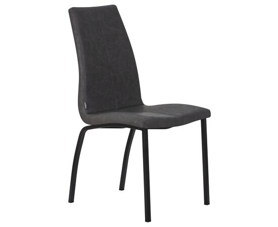 Стул обеденный DOBRIN MARK, черные ножки, серая антрацитовая винтажная экокожа (RU-08), Вариант: черные ножки, серая антрацитовая винтажная экокожа (RU-08), изображение 2 | Интернет магазин мебели и декора LifeDekor