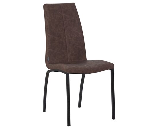 Стул обеденный DOBRIN MARK, черные ножки, коричневая винтажная экокожа (RU-05), Вариант: черные ножки, коричневая винтажная экокожа (RU-05) | Интернет магазин мебели и декора LifeDekor