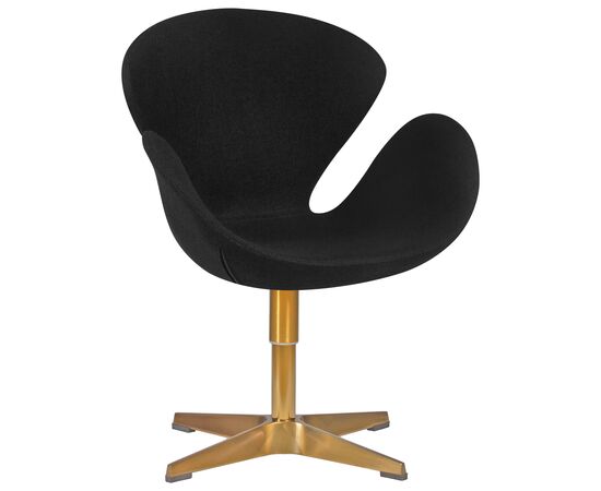 Кресло дизайнерское DOBRIN SWAN, черная ткань AF9, золотое основание, Вариант: черная ткань AF9, золотое основание, изображение 7 | Интернет магазин мебели и декора LifeDekor