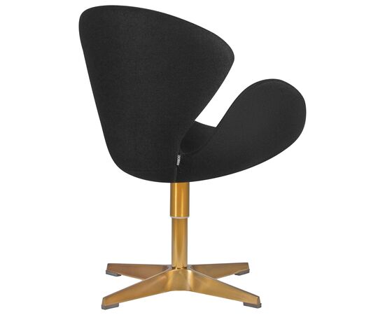Кресло дизайнерское DOBRIN SWAN, черная ткань AF9, золотое основание, Вариант: черная ткань AF9, золотое основание, изображение 3 | Интернет магазин мебели и декора LifeDekor