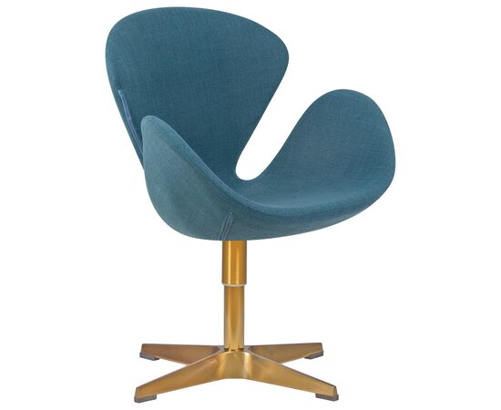 Кресло дизайнерское DOBRIN SWAN, синяя ткань IF6, золотое основание, Вариант: синяя ткань IF6, золотое основание | Интернет магазин мебели и декора LifeDekor
