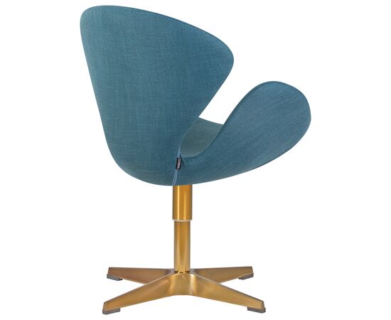 Кресло дизайнерское DOBRIN SWAN, синяя ткань IF6, золотое основание, Вариант: синяя ткань IF6, золотое основание, изображение 3 | Интернет магазин мебели и декора LifeDekor