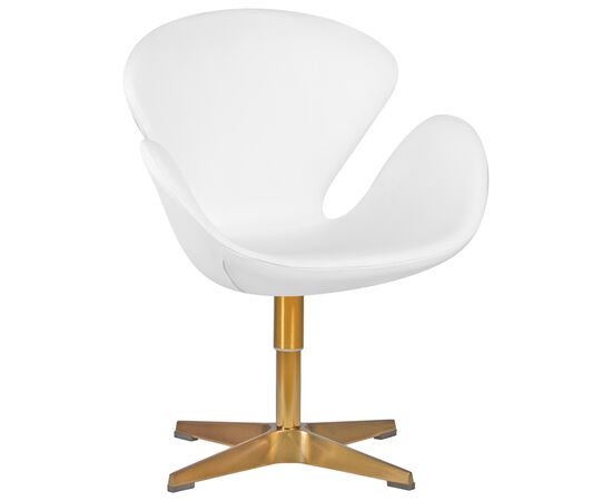 Кресло дизайнерское DOBRIN SWAN, белый кожзам P23, золотое основание, Вариант: белый кожзам P23, золотое основание | Интернет магазин мебели и декора LifeDekor