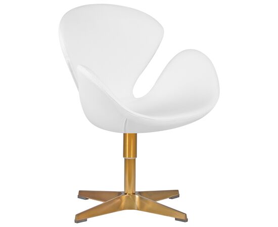 Кресло дизайнерское DOBRIN SWAN, белый кожзам P23, золотое основание, Вариант: белый кожзам P23, золотое основание, изображение 2 | Интернет магазин мебели и декора LifeDekor
