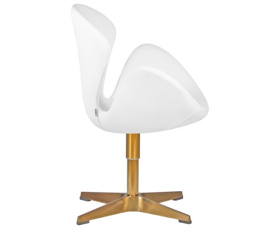 Кресло дизайнерское DOBRIN SWAN, белый кожзам P23, золотое основание, Вариант: белый кожзам P23, золотое основание, изображение 3 | Интернет магазин мебели и декора LifeDekor