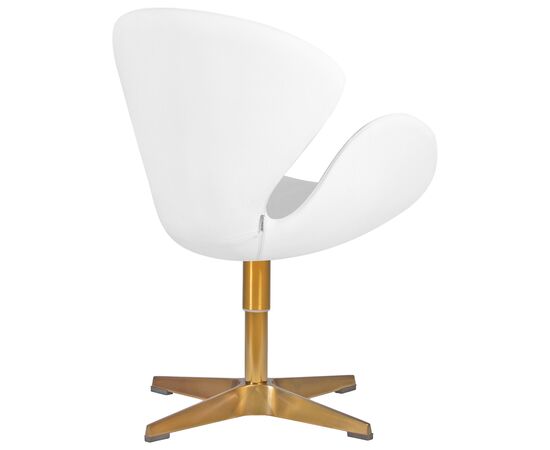 Кресло дизайнерское DOBRIN SWAN, белый кожзам P23, золотое основание, Вариант: белый кожзам P23, золотое основание, изображение 4 | Интернет магазин мебели и декора LifeDekor