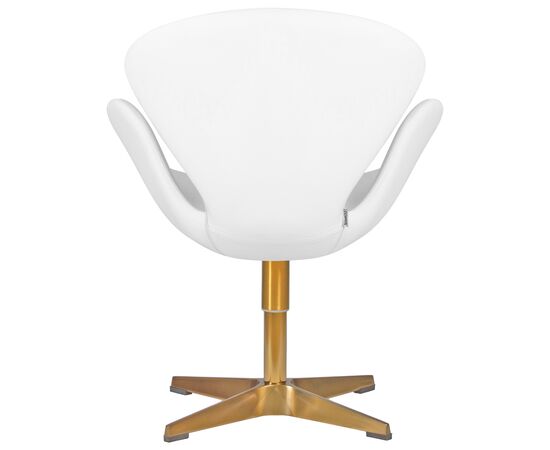 Кресло дизайнерское DOBRIN SWAN, белый кожзам P23, золотое основание, Вариант: белый кожзам P23, золотое основание, изображение 5 | Интернет магазин мебели и декора LifeDekor