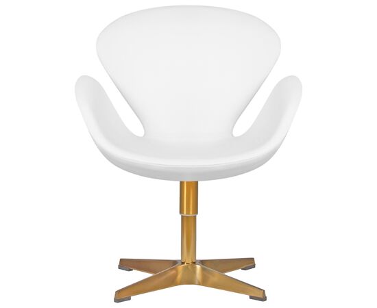 Кресло дизайнерское DOBRIN SWAN, белый кожзам P23, золотое основание, Вариант: белый кожзам P23, золотое основание, изображение 6 | Интернет магазин мебели и декора LifeDekor