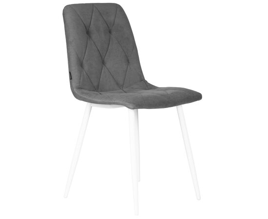Стул обеденный DOBRIN CHILLY ROMBO, Серый Simple 33, основание белый, Вариант: Серый Simple 33, основание белый, изображение 2 | Интернет магазин мебели и декора LifeDekor