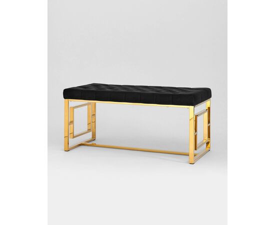 Банкетка-скамейка БРУКЛИН велюр черный сталь золото, изображение 2 | Интернет магазин мебели и декора LifeDekor
