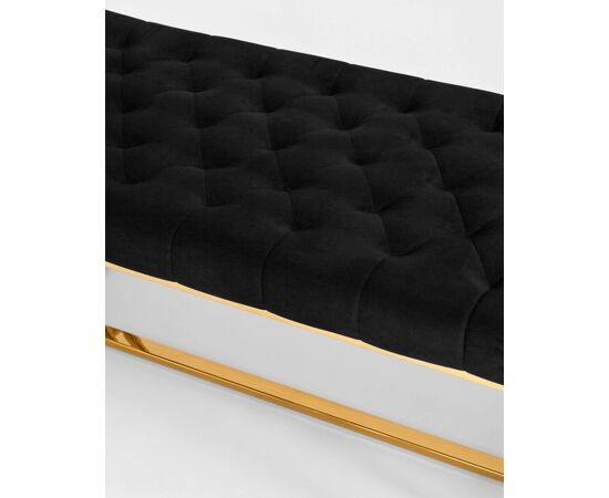 Банкетка-скамейка БРУКЛИН велюр черный сталь золото, изображение 4 | Интернет магазин мебели и декора LifeDekor