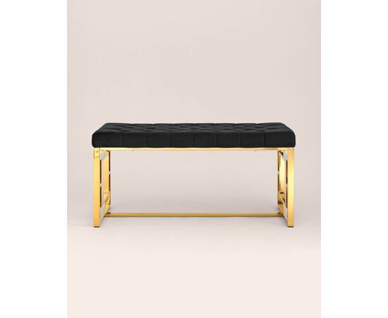 Банкетка-скамейка БРУКЛИН велюр черный сталь золото, изображение 3 | Интернет магазин мебели и декора LifeDekor