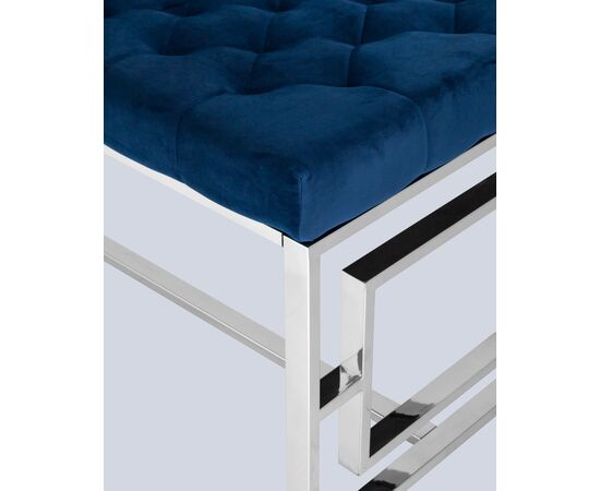 Банкетка-скамейка БРУКЛИН велюр синий сталь серебро, изображение 5 | Интернет магазин мебели и декора LifeDekor