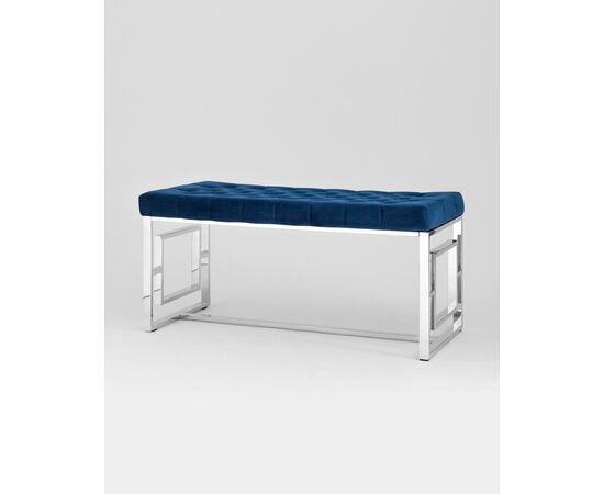 Банкетка-скамейка БРУКЛИН велюр синий сталь серебро, изображение 2 | Интернет магазин мебели и декора LifeDekor