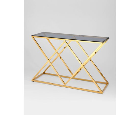 Консоль ИНСИГНИЯ 120*40 золото стекло smoke, изображение 2 | Интернет магазин мебели и декора LifeDekor