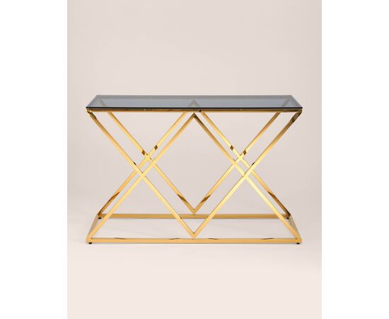 Консоль ИНСИГНИЯ 120*40 золото стекло smoke, изображение 3 | Интернет магазин мебели и декора LifeDekor