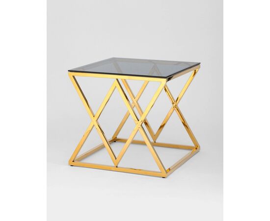 Журнальный стол 55*55 ИНСИГНИЯ золото стекло smoke, изображение 2 | Интернет магазин мебели и декора LifeDekor
