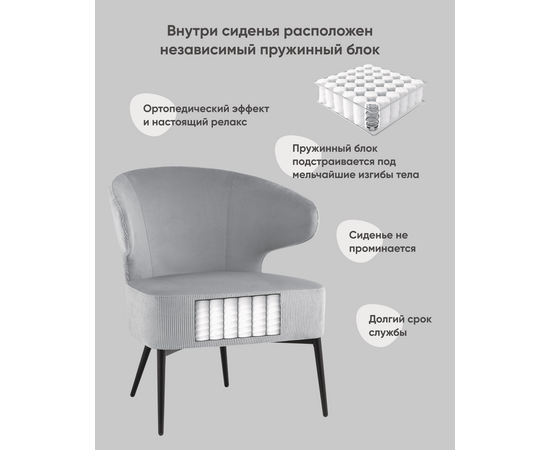 Кресло лаунж Royal Stripes велюр серый, изображение 3 | Интернет магазин мебели и декора LifeDekor