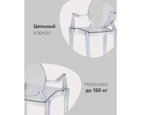 Стул Victoria Ghost с подлокотниками прозрачный, изображение 4 | Интернет магазин мебели и декора LifeDekor