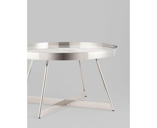 Журнальный столик Гера 80*80см белая керамика сталь серебро, изображение 24 | Интернет магазин мебели и декора LifeDekor