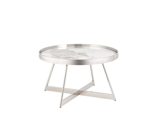 Журнальный столик Гера 80*80см белая керамика сталь серебро, изображение 21 | Интернет магазин мебели и декора LifeDekor
