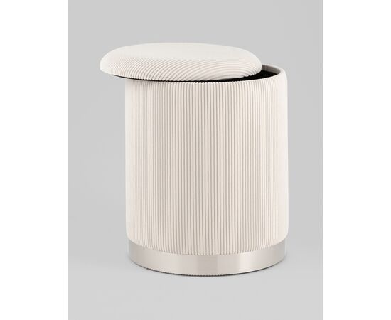 Пуф Эмили с ящиком серебро вельвет молочный, изображение 25 | Интернет магазин мебели и декора LifeDekor