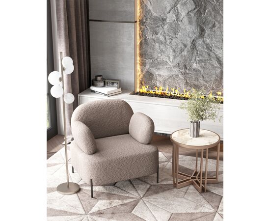 Журнальный столик Алиада 55х55 см светлая керамика сталь шампань, изображение 4 | Интернет магазин мебели и декора LifeDekor