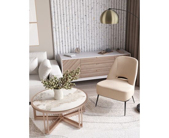 Журнальный столик Алиада 90х90 см светлая керамика сталь шампань, изображение 4 | Интернет магазин мебели и декора LifeDekor