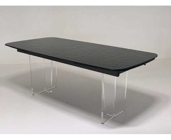 Стол LAURITS 200 GREY, стекло BUBBLE  / Прозрачный каркас ®DISAUR, изображение 3 | Интернет магазин мебели и декора LifeDekor