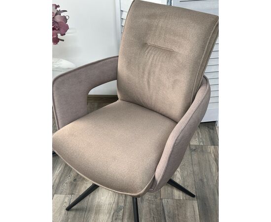 Стул KINNET 360 град. поворот.  MOHAIR-440 / CASTEL-20 Шоколадный,ткань/ Тем.-серый каркас, ®DISAUR, изображение 3 | Интернет магазин мебели и декора LifeDekor