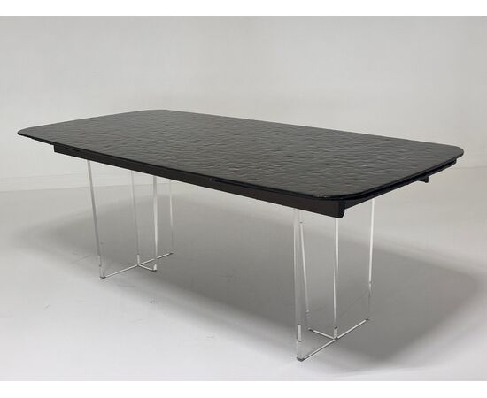 Стол LAURITS 200 GOLDEN, стекло BUBBLE  / Прозрачный каркас ®DISAUR, изображение 2 | Интернет магазин мебели и декора LifeDekor