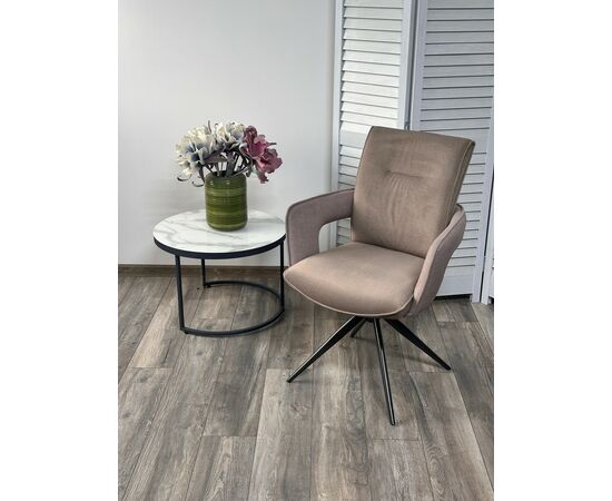 Стул KINNET 360 град. поворот.  MOHAIR-440 / CASTEL-20 Шоколадный,ткань/ Тем.-серый каркас, ®DISAUR, изображение 2 | Интернет магазин мебели и декора LifeDekor