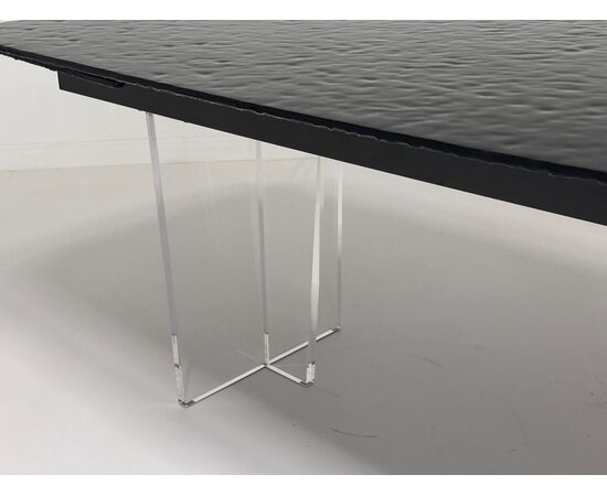 Стол LAURITS 200 GREY, стекло BUBBLE  / Прозрачный каркас ®DISAUR, изображение 2 | Интернет магазин мебели и декора LifeDekor