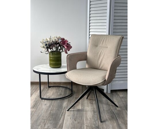 Стул KINNET 360 град. поворот.  MOHAIR-110 / CASTEL-15 Бежевый,ткань/ Тем.-серый каркас, ®DISAUR | Интернет магазин мебели и декора LifeDekor
