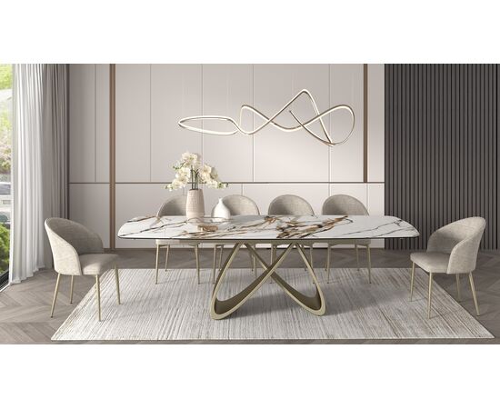 Стол PALACIO 180  GLOSS GRAND JADE,керамика на стекле/ Шампань, ®DISAUR | Интернет магазин мебели и декора LifeDekor
