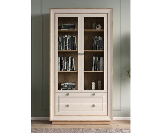 Шкаф с витриной «Прато» 2дв, вяз/газания матовый, изображение 6 | Интернет магазин мебели и декора LifeDekor