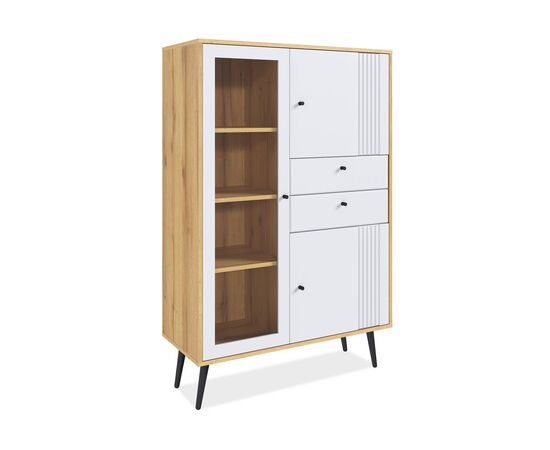 Шкаф с витриной Вега Саксония 94, белый матовый, изображение 3 | Интернет магазин мебели и декора LifeDekor