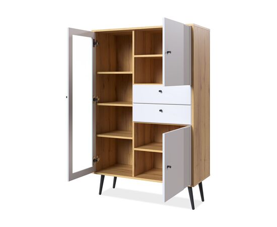 Шкаф с витриной Вега Саксония 94, белый матовый, изображение 5 | Интернет магазин мебели и декора LifeDekor