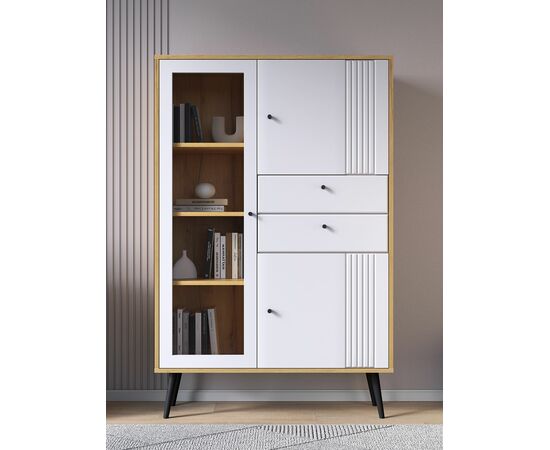 Шкаф с витриной Вега Саксония 94, белый матовый, изображение 7 | Интернет магазин мебели и декора LifeDekor