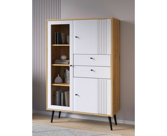 Шкаф с витриной Вега Саксония 94, белый матовый, изображение 8 | Интернет магазин мебели и декора LifeDekor