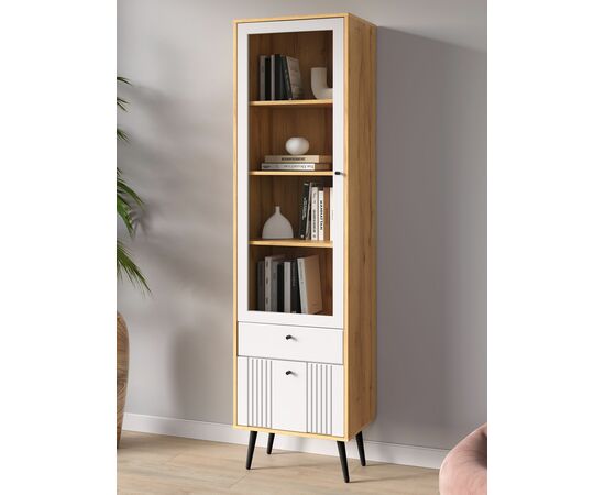 Шкаф с витриной Вега Саксония 54, белый матовый, изображение 6 | Интернет магазин мебели и декора LifeDekor