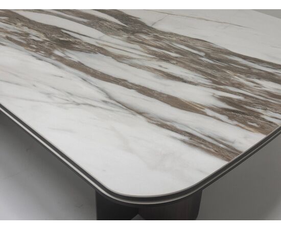 Стол INGERMAN 200 KARAKATA BROWN, керамика на стекле / Темно-серый металл+ шпон,  каркас, ®DISAUR, изображение 5 | Интернет магазин мебели и декора LifeDekor