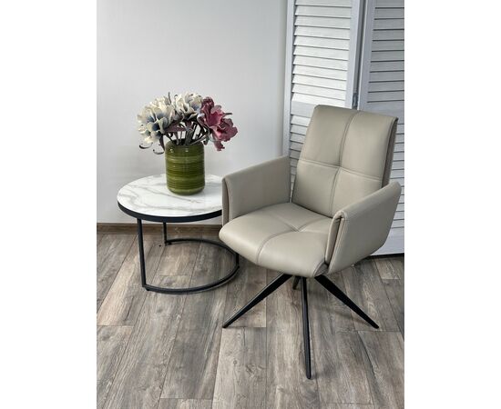Стул STIG 360 град. поворот.  HF017-11 / HF017-12 Бежевый, экокожа / Черный каркас, ®DISAUR, изображение 3 | Интернет магазин мебели и декора LifeDekor