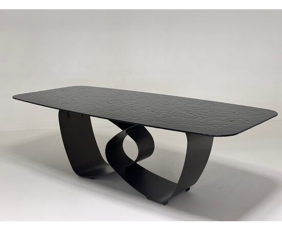 Стол TOVE 240 GREY, стекло BUBBLE  / Шоколадное золото каркас ®DISAUR | Интернет магазин мебели и декора LifeDekor