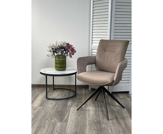 Стул KINNET 360 град. поворот.  MOHAIR-440 / CASTEL-20 Шоколадный,ткань/ Тем.-серый каркас, ®DISAUR | Интернет магазин мебели и декора LifeDekor